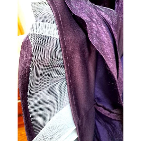 R & M Richards Women's 8 Purple Beaded Formal Tiered Ruffle Dress Gown w/Jacket - Picture 8 of 12